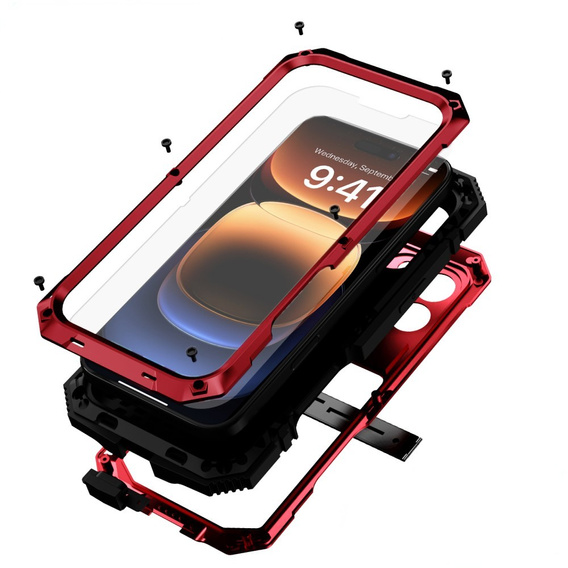 Obrnené puzdro pre iPhone 16 Pro, R-JUST, červené