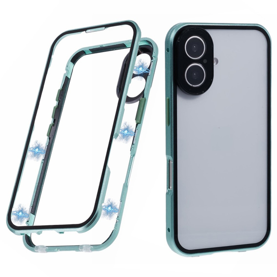 Puzdro pre iPhone 16, Magnetic Dual Glass, zelený