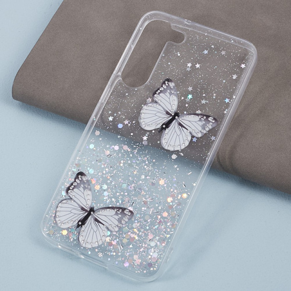 Puzdro pre Samsung Galaxy S24, Glitter Butterfly, biele
