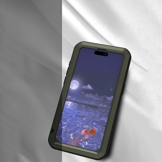 Love Mei Obal na mobil pre iPhone 15 Pro Max, armored with glass, zelený