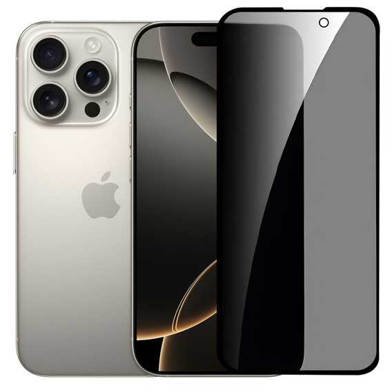 2x tvrdené sklo na ochranu súkromia pre iPhone 17 Pro/17/16 Pro, ERBORD 9H Easy App Anti-Peep