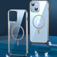 Obal na mobil pre iPhone 14, ERBORD Hybrid MagSafe Case, strieborné
