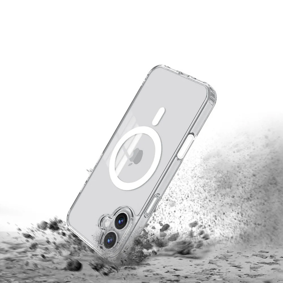 ERBORD puzdro s MagSafe pre iPhone 16, aktívne tlačidlo, priehľadné + sklo na displej