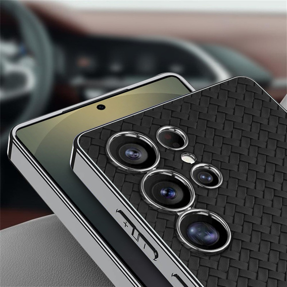 Puzdro pre Samsung Galaxy S25 Ultra, GKK Woven Leather, čierne