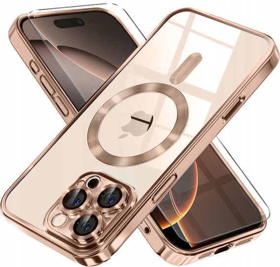 Puzdro pre iPhone 16 Pro, Electro MagSafe, desert titanium + sklo na displej