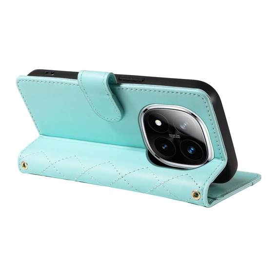 Puzdro s chlopňou pre Xiaomi Redmi Note 14 Pro 5G / Xiaomi Redmi Note 14 Pro+ 5G / Xiaomi Poco X7 5G, Rhombus Crossbody Leather, zelený