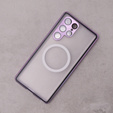 Magnetické puzdro Dual Glass MagSafe pre Samsung Galaxy S22 Ultra, fialové