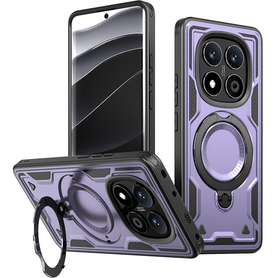 Puzdro pre Xiaomi Redmi Note 14 Pro+ 5G, Military MagSafe, fialové + sklo 9H