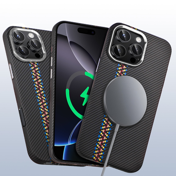 Puzdro pre iPhone 16 Pro Max, Carbon Fiber MagSafe, čierne