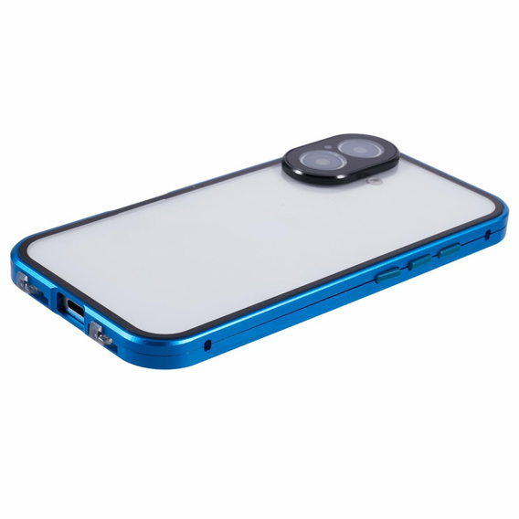 Puzdro pre iPhone 16, Magnetic Dual Glass, modré