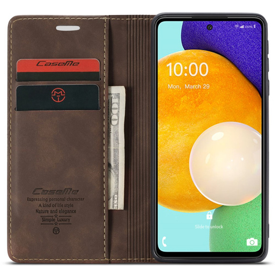 CASEME puzdro pre Samsung Galaxy A53 5G, Leather Wallet Case, káva