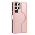 Puzdro s chlopňou pre Samsung Galaxy S23 Ultra, peňaženkové, pre MagSafe, ružové rose gold