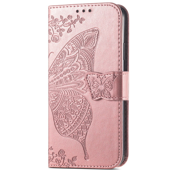 Klapkové puzdro pre Samsung Galaxy A16, Butterfly, ružové rose gold
