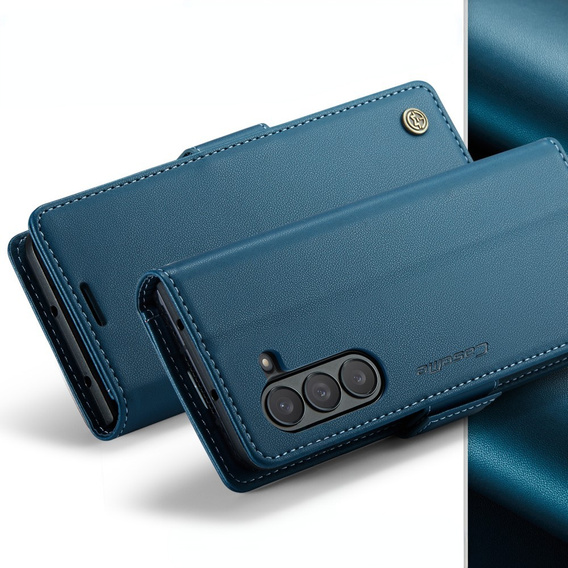 CASEME flipové puzdro pre Samsung Galaxy Z Fold6 5G, Litchi Wallet, modré