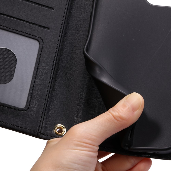 Puzdro s chlopňou pre Samsung Galaxy S25, Rhombus Crossbody Leather, čierne