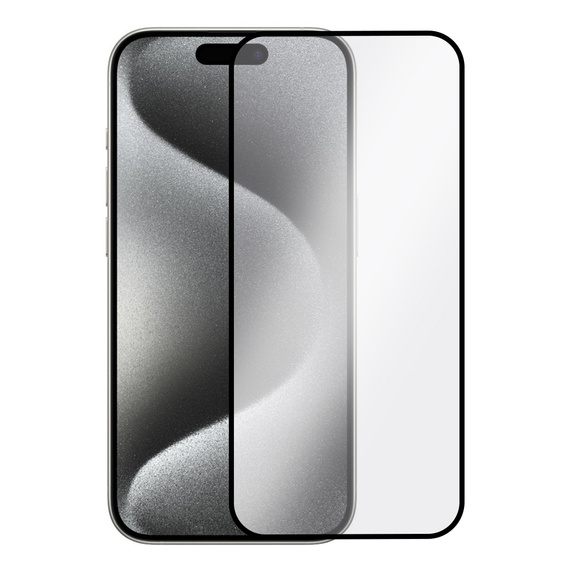 2x tvrdené sklo pre iPhone 15 Pro, ERBORD 3D pre celý displej