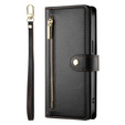 Klapkové puzdro pre Samsung Galaxy S25, Wallet Zipper Pocket, čierne