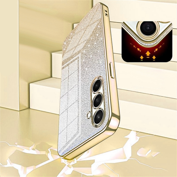 Glitter Case CamShield pre Samsung Galaxy A57 5G, zlatá farba