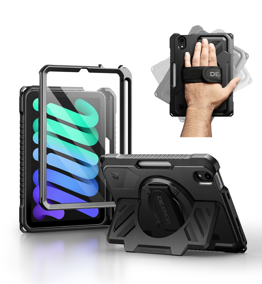 360° puzdro Dexnor s popruhom a držiakom na stylus pre iPad mini 8,3" 2021 (6. generácia) / iPad mini 8,3" 2024 (7. generácia)