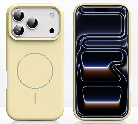 Silikónové puzdro pre iPhone 17 Pro Max, pre MagSafe, proti nárazom, žlté