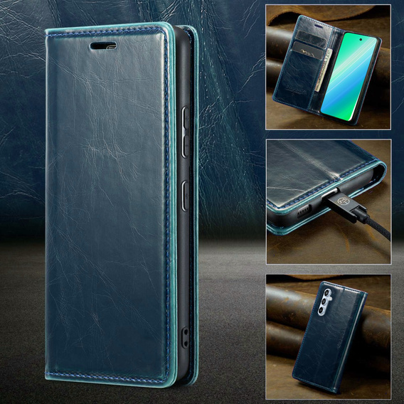 Klapkové puzdro pre Samsung Galaxy A54, ERBORD Waxy Wallet, modré
