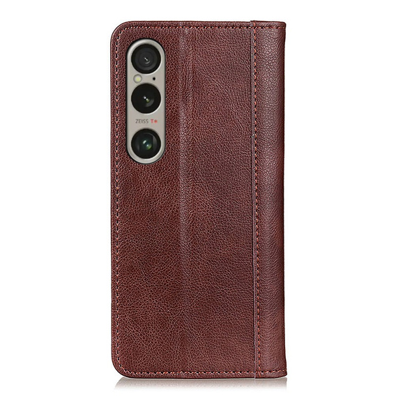 Flipové puzdro pre Sony Xperia 1 VI, Split Leather, hnedé