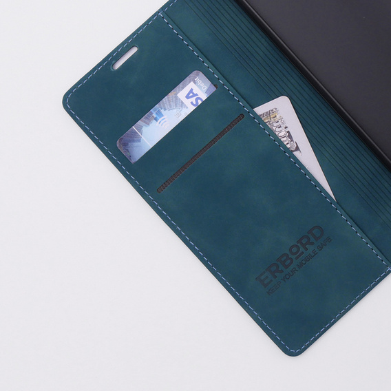 Puzdro pre Oppo A78 4G, ERBORD Vintage, peňaženka s chlopňou, modré