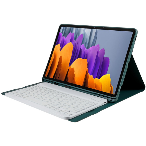 Puzdro + klávesnica Galaxy Tab S7+ Plus / S8+ Plus /S7 FE T730 T733, Pen Slot, zelený