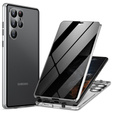 Puzdro pre Samsung Galaxy S24 Ultra, Privacy Dual Glass, strieborné