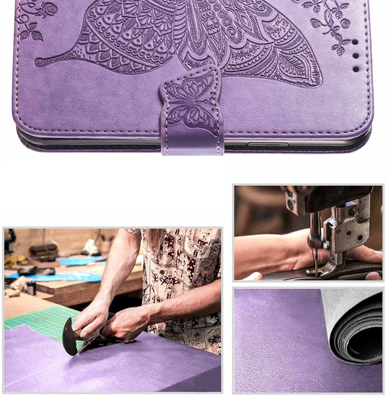 Klapkové puzdro pre Oppo Reno 13F / Oppo Reno 13FS, Butterfly, fialové