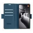 Puzdro pre Xiaomi 14T, ERBORD Glossy Litchi, flipová peňaženka, modré