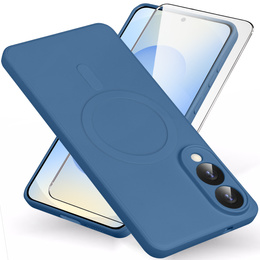 Puzdro pre Samsung Galaxy S25 Edge, Silicone Lite, modré + sklo 9H