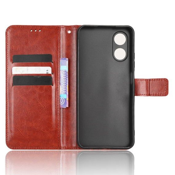 Klapkové puzdro pre Oppo A17, Crazy Horse Wallet, hnedé