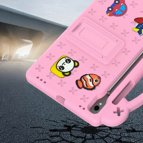 Detské puzdro pre Samsung Galaxy Tab S7/S8/S9, Cute Patterns, so stojanom, ružové