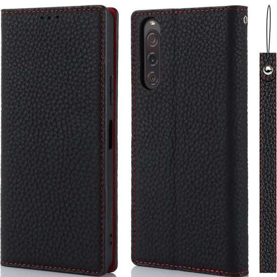 Klapkové puzdro pre Sony Xperia 10 V, Litchi Skin Grain, čierne