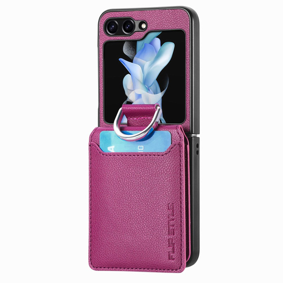Puzdro pre Samsung Galaxy Z Flip7 FE / Z Flip6, Card Slot Ring Case, fialové