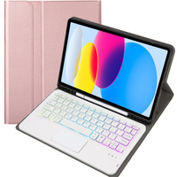 Puzdro s podsvietenou bluetooth touchpad klávesnicou pre iPad 10.9" 2022 (10 gen.), ružové