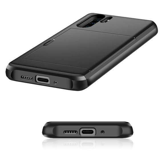 Obal na mobil pre Huawei P30 Pro, Sliding Card Holder, čierne