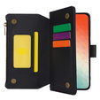 Klapkové puzdro pre Samsung Galaxy S24, Wallet Zipper Pocket RFID, s popruhom cez rameno, čierne