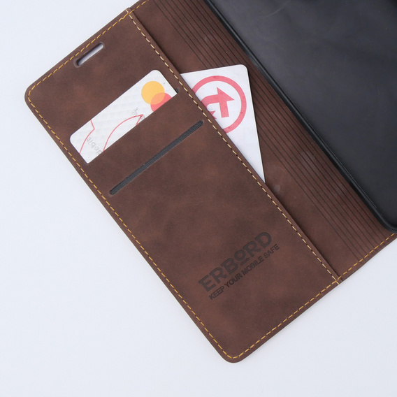 Puzdro pre Motorola Moto G13/ G23 4G, ERBORD Vintage, peňaženka s chlopňou, káva