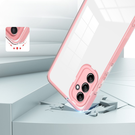 Obal na mobil pre Samsung Galaxy A14 5G, Fusion Hybrid, transparentné / ružové
