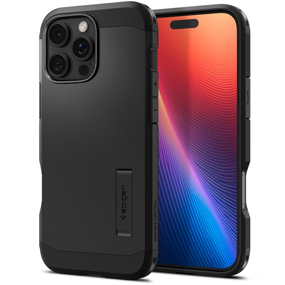 Puzdro Spigen pre iPhone 16 Pro, Tough Armor Mag MagSafe, čierne + tvrdené sklo 9H