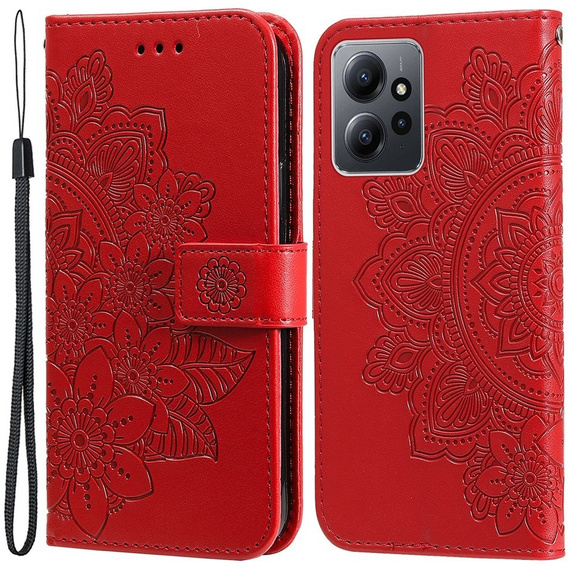 Klapkové puzdro pre Xiaomi Redmi Note 12 4G, Mandala Flower, červené