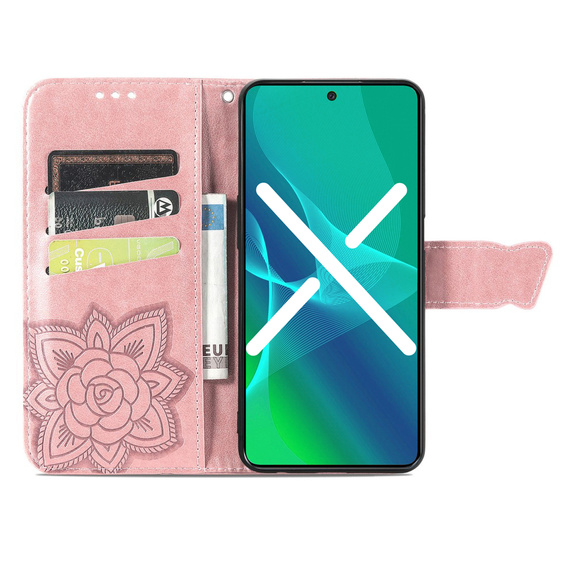 Klapkové puzdro pre Infinix Smart 7 HD 4G, Butterfly, ružové rose gold