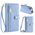 Klapkové puzdro pre iPhone 15 Pro, Wallet Zipper Pocket, modré