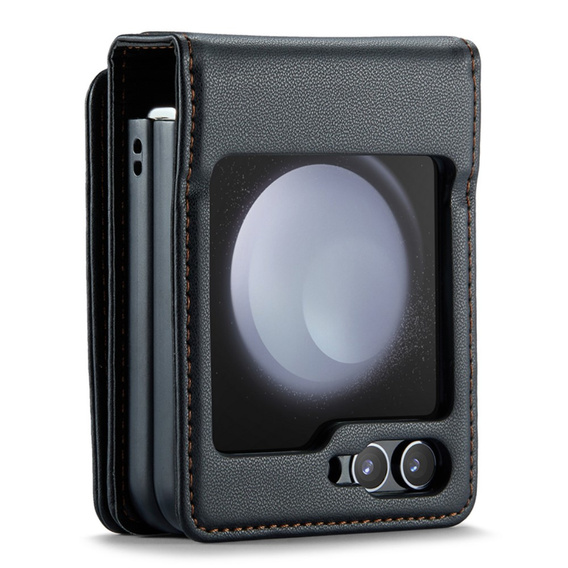 CASEME flipové puzdro pre Samsung Galaxy Z Flip5 5G, Litchi Wallet, čierne
