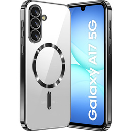 Puzdro pre Samsung Galaxy A17 5G, Electro MagSafe, priehľadné s čiernymi stranami