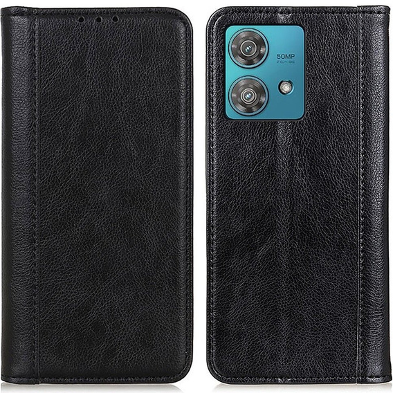 Obal na mobil pre Motorola Moto G84 5G, Wallet Litchi Leather, čierne