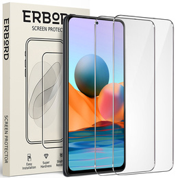 2x tvrdené sklo pre Xiaomi Redmi Note 10 Pro/10 Pro Max, ERBORD 9H Hard Glass na displeji