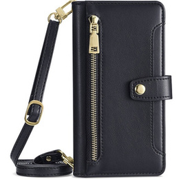 Klapkové puzdro pre iPhone 14 Pro, Wallet Zipper Pocket, čierne
